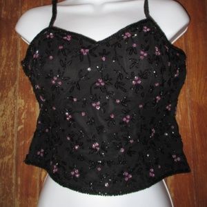 Silk beaded camisole whimsigoth mermaid y2k  cropped babydoll top
